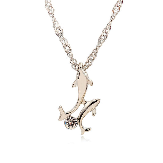Fashion Joker Item Diamond Dolphin Necklace Clavicle Chain Jewelry