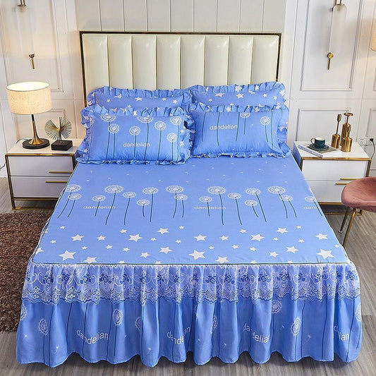 3pcs/set Lace Bed Skirt Korean Four Seasons One-piece Bedspread Cute Princess Style Sheets