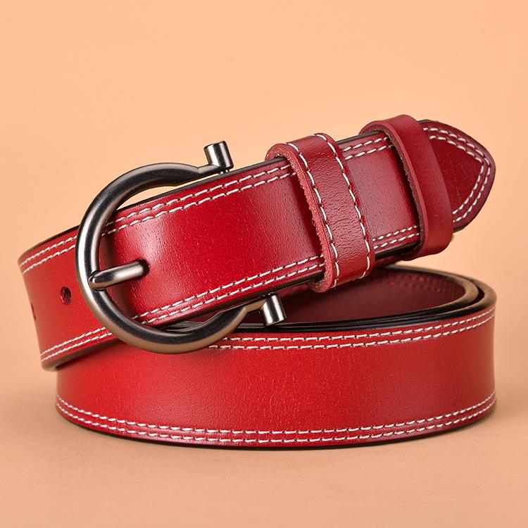 Waist Belt Women Leather Belt Solid Color Pin Buckle Waist Belt