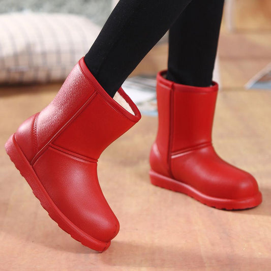 Plus Velvet Snow Boots Non-slip Warm and Waterproof Rain Boots EVA Integrated Shoes Kitchen Laundry Work Shoes