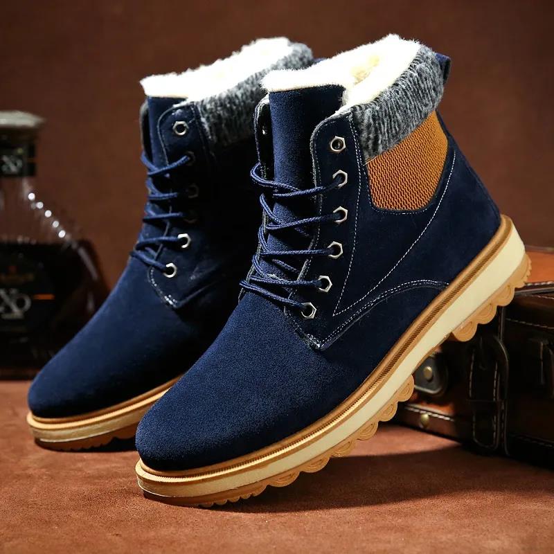 Plush Men's Winter Snow Boots High-top Thick Warm Cotton Shoes Men's Short Boots