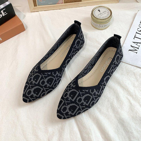 Casual Lazy Beanie Shoes Women's All-match Breathable Flying Woven Flat-bottomed Mother's Shoes Single Shoes