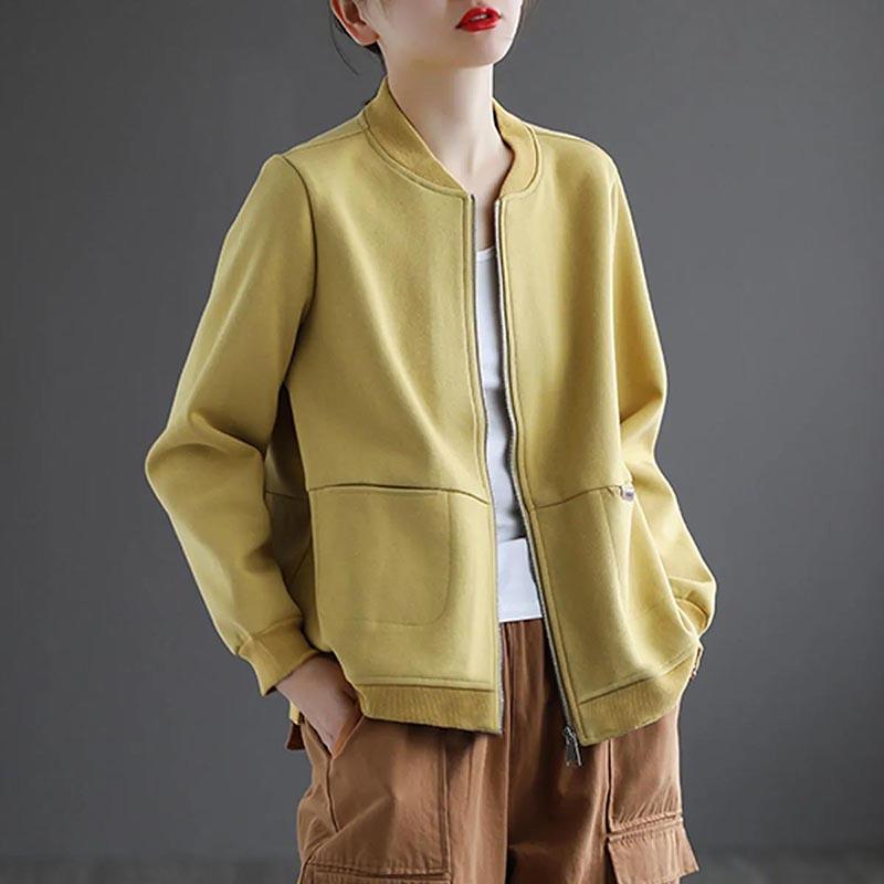 Ladies Short Coat Women's Spring and Autumn Loose Zipper Cardigan Sweater Casual Baseball Uniform