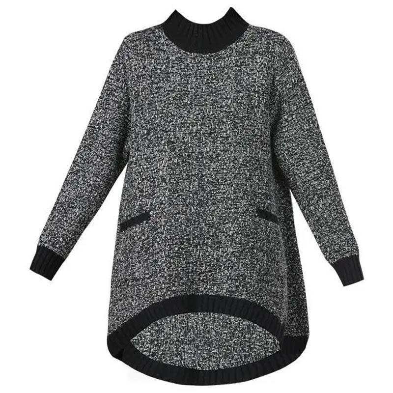 Sweater Padded Top Women's Autumn and Winter Half-high Neck Long-sleeved Mid-length Loose-fitting Sweater