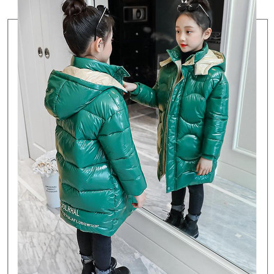 Girls Down Padded Jacket Fashion Cute Girl Padded Jacket Big Children Mid-length Padded Jacket