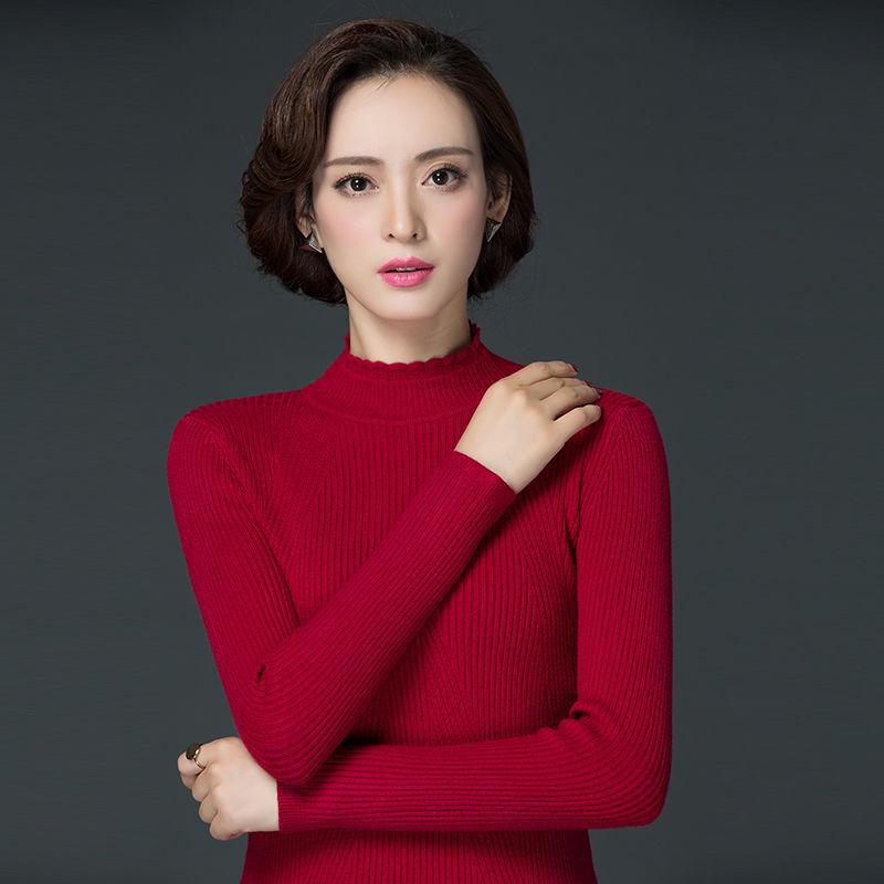 Women's Autumn and Winter Long-sleeved Large Size Warm Sweater Cashmere Thick Turtleneck Sweater
