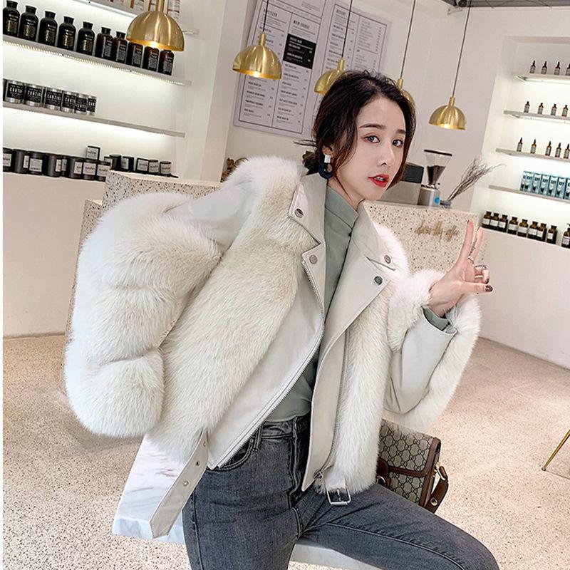 Fur Fox Fur Coat Women's Winter Leisure Motorcycle Wear Short Section Was Thin Fur Intellectual Elegant Coat