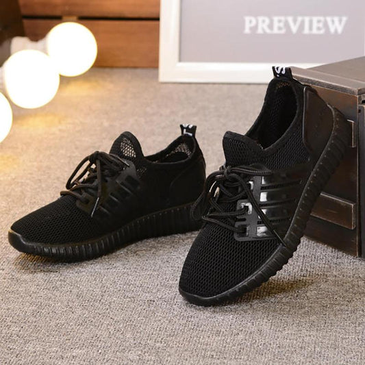 Women's Sports Shoes Student Korean Breathable Running Shoes Trend All-match Casual Shoes Hollow Flat Shoes