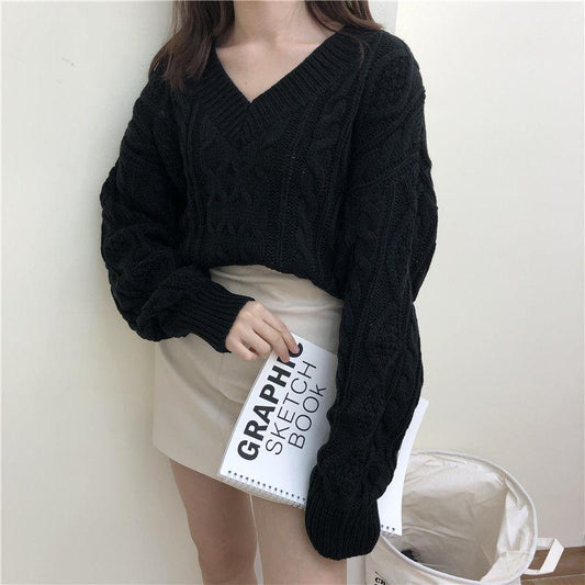 Autumn and Winter Fashion Casual Jacket Red Thick Sweater Loose Short Youth Women Pullover