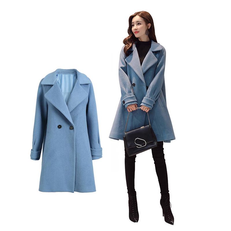 Winter Coat Slim Lace Overcoat Women Woolen Jacket 2019 Casual Long Sleeve Women Woolen Jacket