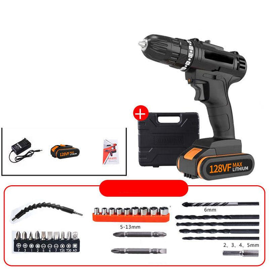 Industrial Cordless Drill Set 128Vf Two-speed Electric Screwdriver Rechargeable Motor Tools