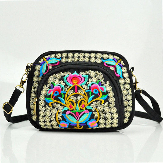 Embroidery Floral Women Messenger Bag Hmong Vintage Chinese National Style Crossbody Sh