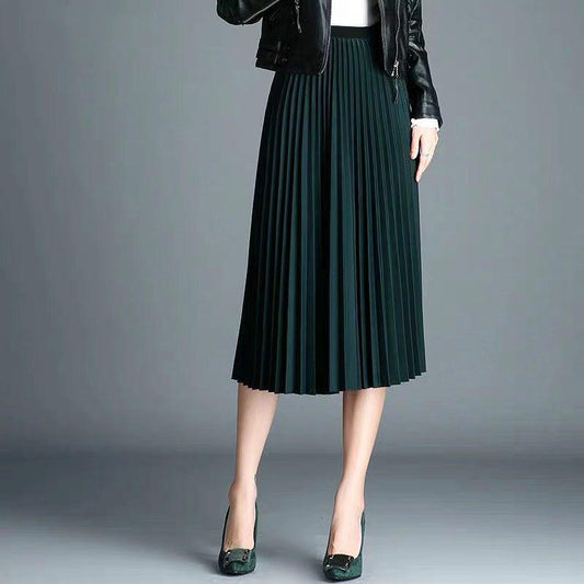 2020 Two Layer Spring Summer Women Skirt Long Pleated Skirts Womens Saias Vintage Women Midi Skirt