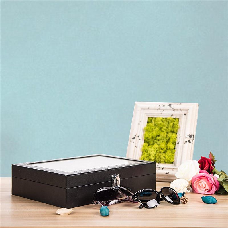 Eyeglass Sunglass Storage Box Imitation Leather Glasses Display Case Storage Organizer Collector 8 S