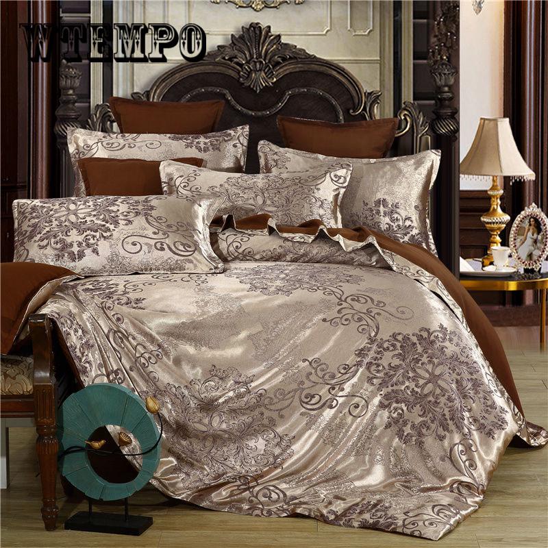 Wedding luxury Embroidery Jacquard Bedding Set Duvet Cover Bedspread Pillowcases