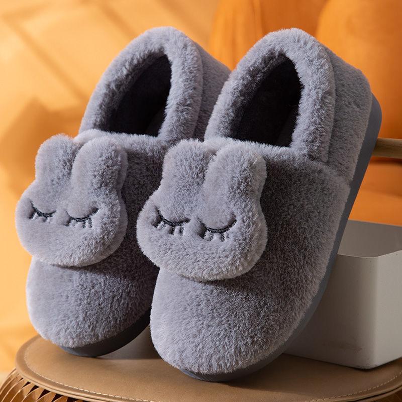 New Fashion Autumn Winter Cotton Slippers Rabbit Ear Home Indoor Slippers Winter Warm Shoes Womens Cute Plus Plush Slippers