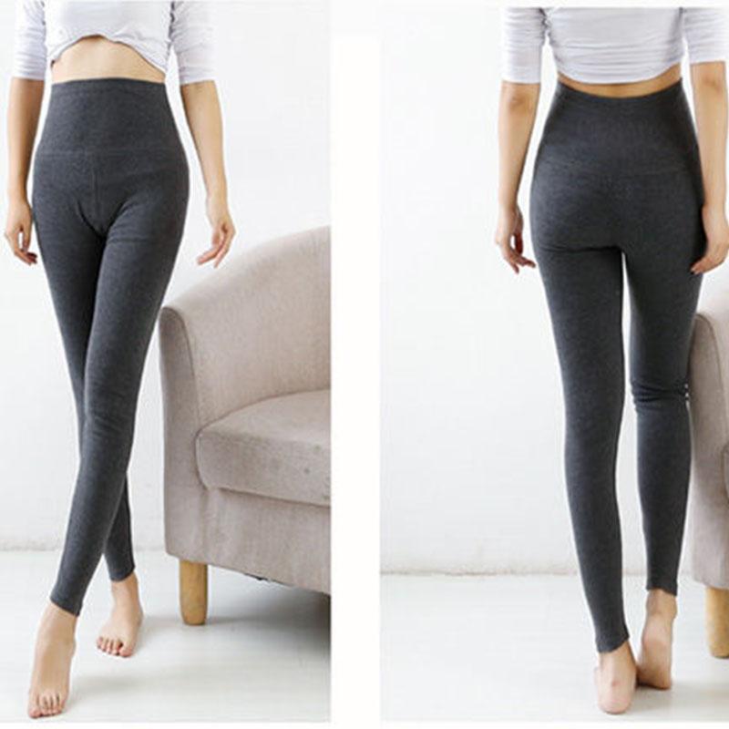 Women's Thermal Trousers Plus Velvet Inner Wear Thin Velvet Long Trousers Women's Single-piece Knee Pads Waist Line Pants Winter