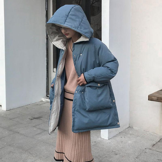 Women's Mid-length Cotton-padded Clothes Korean Style Cotton-padded Clothes Women's Loose Bread Clothes Padded Winter Coats