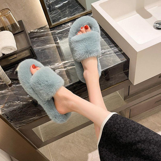 Fashionable Furry Cotton Slippers Ladies Slippers Keep Warm In Autumn and Winter Leisure Home Furnishing