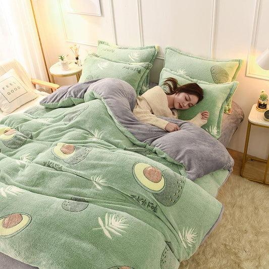 4pcs Home Textile Cartoon Aircraft Winter Children Kids Bedding Set Comfortable Bed Linens