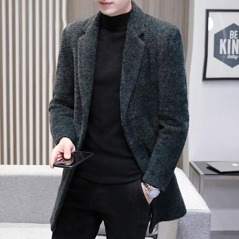Winter Mid-length Woolen Coat Men's Young and Middle-aged Casual Winter Coat Men's High-end Woolen Trench Coat