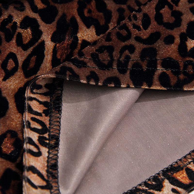 Women's Spring and Autumn V-Neck T-Shirt Leopard Print Large Size Loose Long Sleeve Top