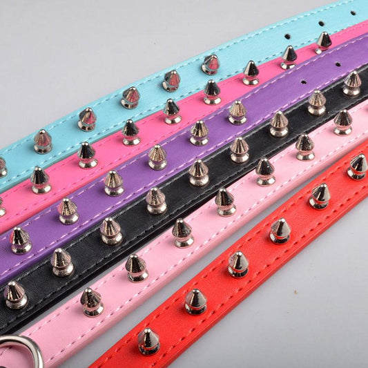 Dog Collars Cat Necklace Puppy Scarf pure color rivet decor Size Adjustable Suitable for Medium and Small Pets Solid Black Red Teddy Red Chihuahua