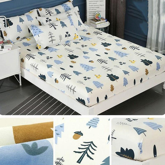 Mattress Protector Bedding Three-piece Cotton Padded Printed Bedspread and Pillowcase