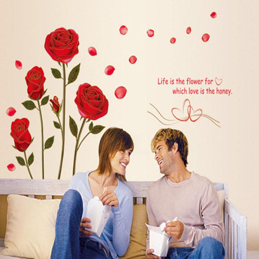 Floral wedding room decoration Phnom Penh Rose wall sticker life is the flower romantic wallpaper