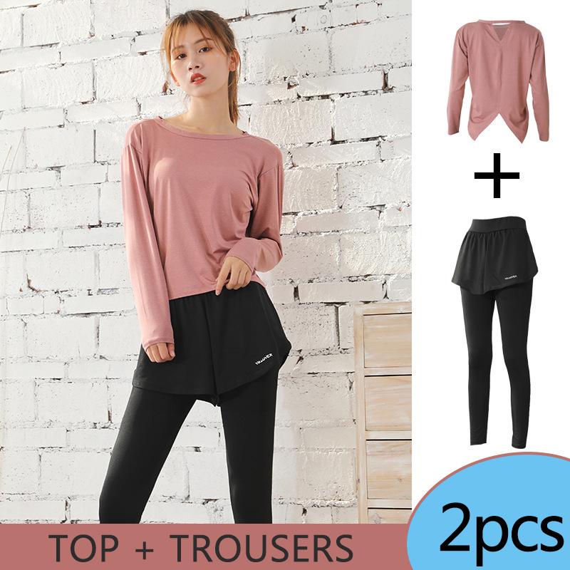 Women's 2PCS Garment Suit Professional Gym Sports Fitness Suit Quick Dryer Loose Slim Fit Large Size Suit Split Top Slim Pants Running Sets