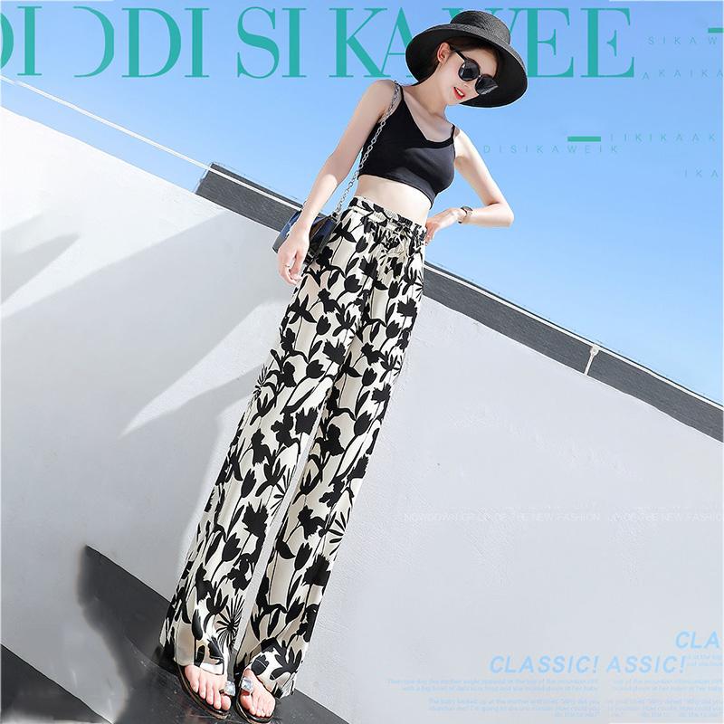 Large Size High Waist Wide Leg Pants for Girls Summer Loose and Thin Straight All-match Sports and Leisure Mopping Pants