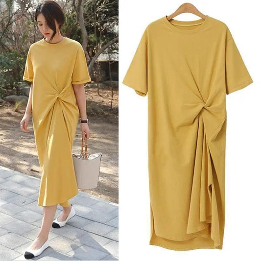 Popular Dresst Loose Casual Slim French Niche Dress Large Size Long T-shirt Dress Summer