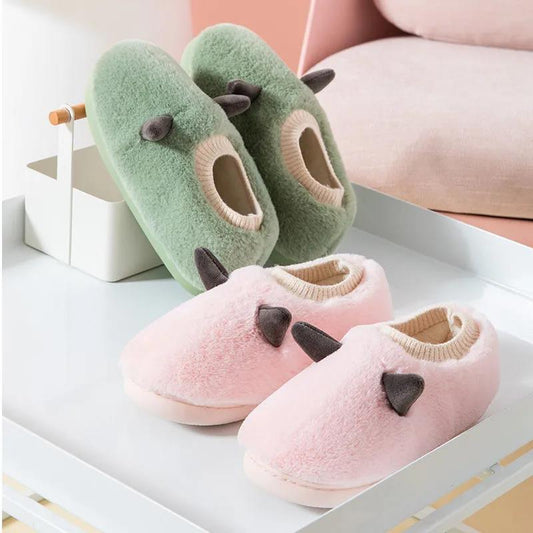 Women's Cotton Slipper Bag with All-match Non-slip Thick-soled Warm Fleece Slippers for Autumn and Winter Outdoor Wear