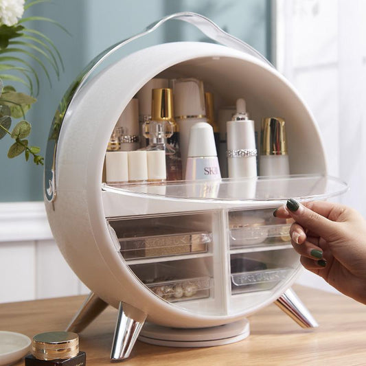 Cosmetic Storage Box Large-capacity Desktop Finishing Dust-proof Household Racks Portable Skin Care Products Storage Box with Light