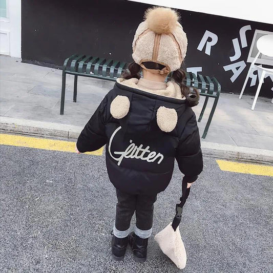 Girls' Winter Padded Jacket with Thick Warmth and Windproof Padded Jacket