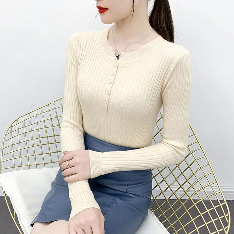 Sweater Women's Pullover Knitwear Long-sleeved Korean Version of Solid Color Slim Tops Trending Sweaters Autumn and Winter Top