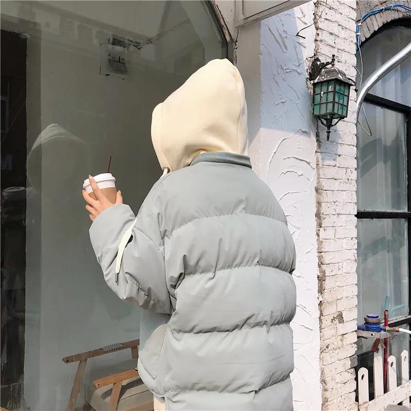 Winter Down Padded Jacket Female Students Loose Winter Thick Bread Jacket Hooded Padded Jacket College Style Jacket