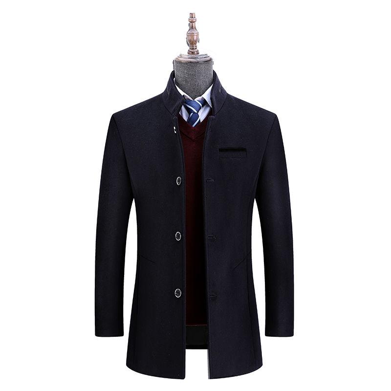 Windbreaker Men's clothes Autumn And Winter Medium and long section Woolen coat Large size