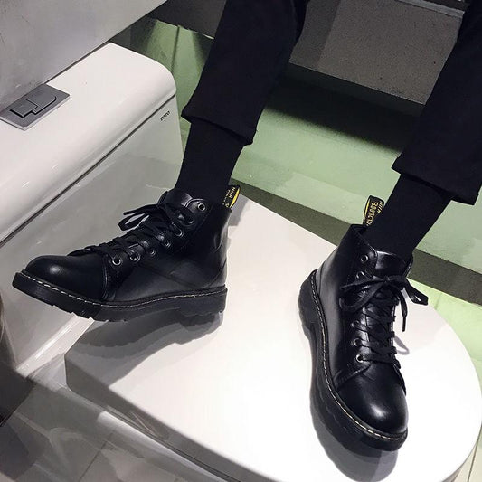 Autumn High-top Leather Shoes British Style Wild Student Martin Boots Men's Casual Working Boots