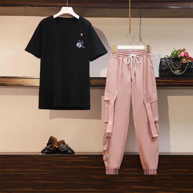 Suit Women Spring and Summer Loose Thin Casual Two-piece Sports and Leisure Suit Cool Girl Adjustable Waist Two-piece Suit