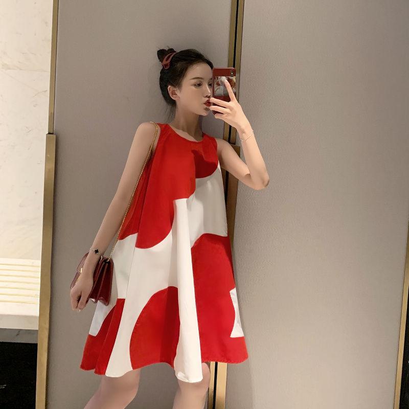 Patchwork Dresses For Women O Neck Half Sleeve Loose Oversize Midi Dress Sundress Short Sleeve Mini