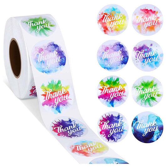 500 Pcs Round Flowers Thank You Sticker Roll Sealing Stickers 8 Patterns Holiday Gift Decoration Stationery Stickers