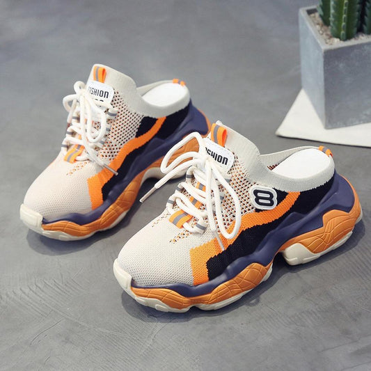 Roman Breathable Chunky Sneakers Women Summer Mesh Slip-on Woman Casual Sneakers Thick Sole Women Shoes