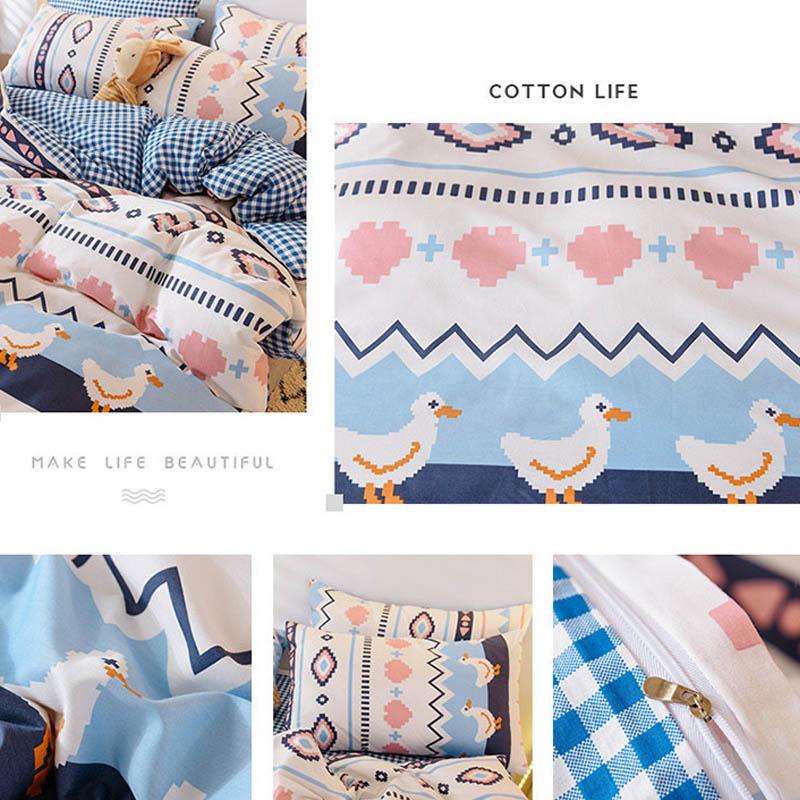 Autumn and Winter Cotton Four Sets of Active Print Cotton Rippled Bed Single Pillow Set