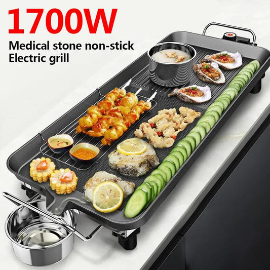 1700W Five-person Electric Grill Medical Stone Oven BBC Machine Bakeware Flat Bottom Frying Pan Kitchen Supplies