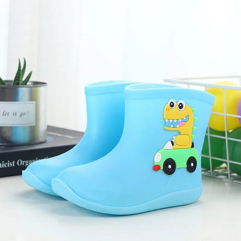 Rain Boots for Kid Plush Warm Winter Rain Shoes Child Cartoon Waterproof Rainboots