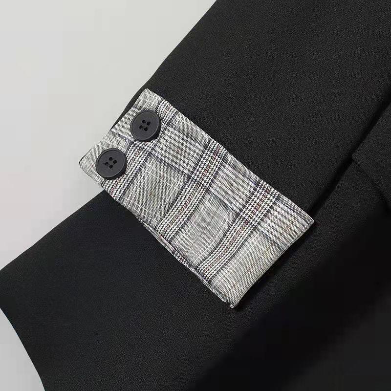 Black Suit Jacket Women's Top Spring and Autumn Temperament British Style Casual Blazer Solid Color Blazer Outwear for Ladies