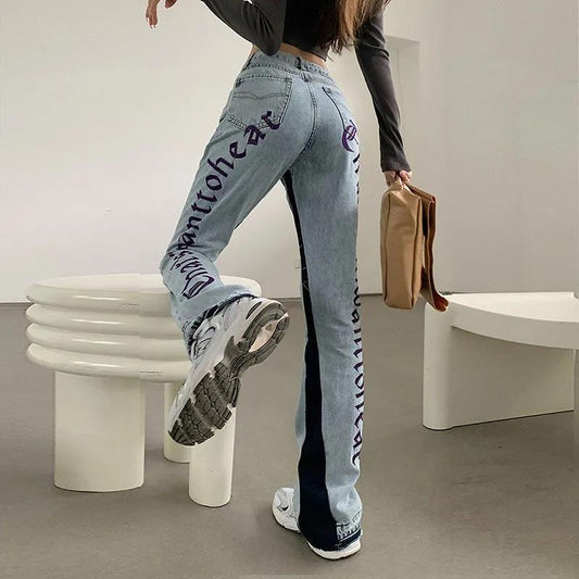 Spring and Autumn Design Sensual Loose Dialini Jeans Girl High Waist Hundreds Thase Drag Sharp Pants Trend
