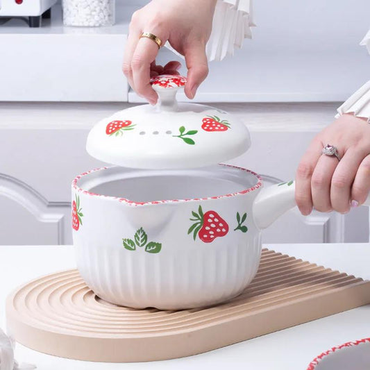 Ceramic Small Milk Pot, Instant Noodle Pot, Small Boiling Pot, Milk, Cute Baby Food Supplement Pot, Small Pot, Household Noodle Casserole