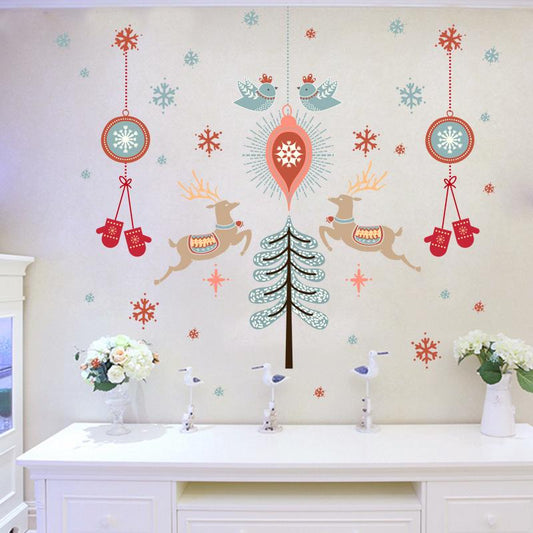 Happy Christmas wall sticker bedroom living room window glass door rise sticker PVC removable